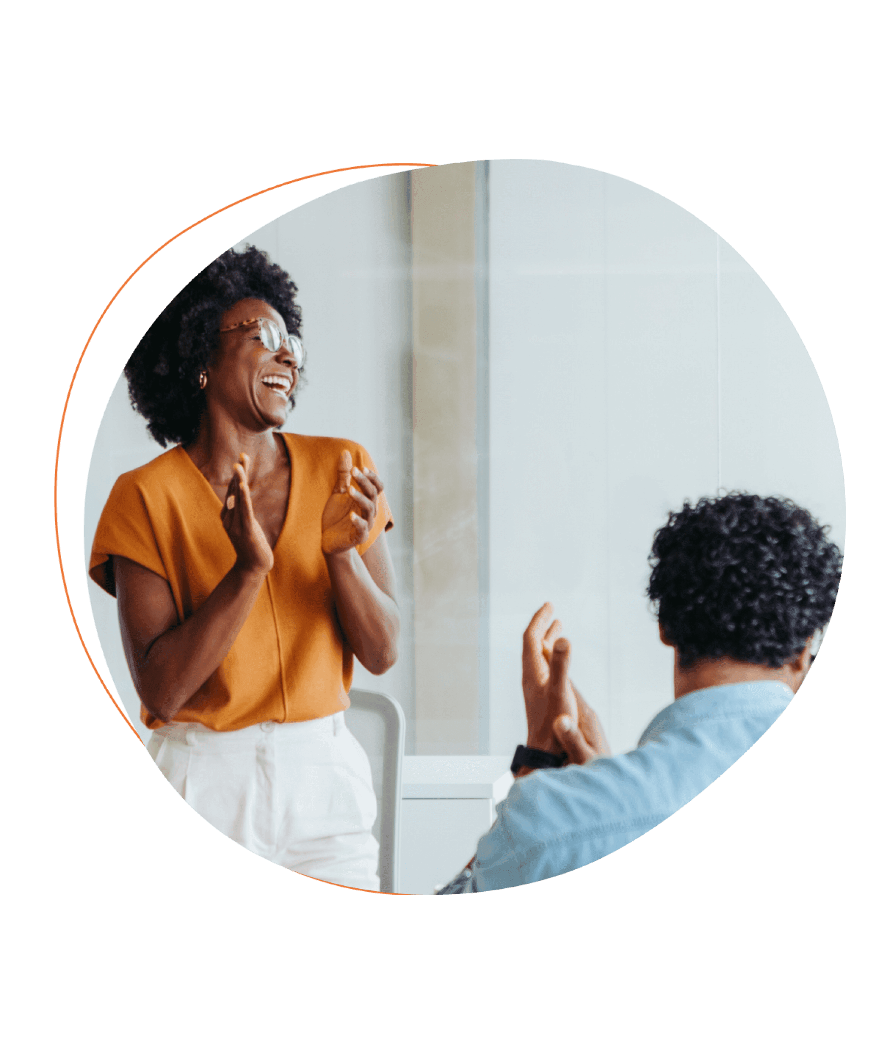 Man and woman clapping