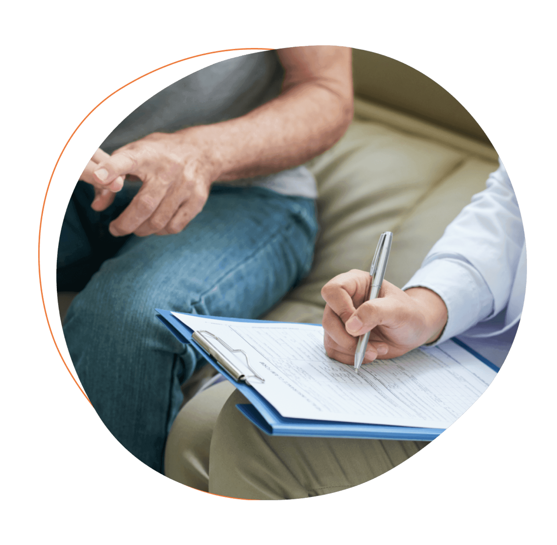 Man writing on note pad