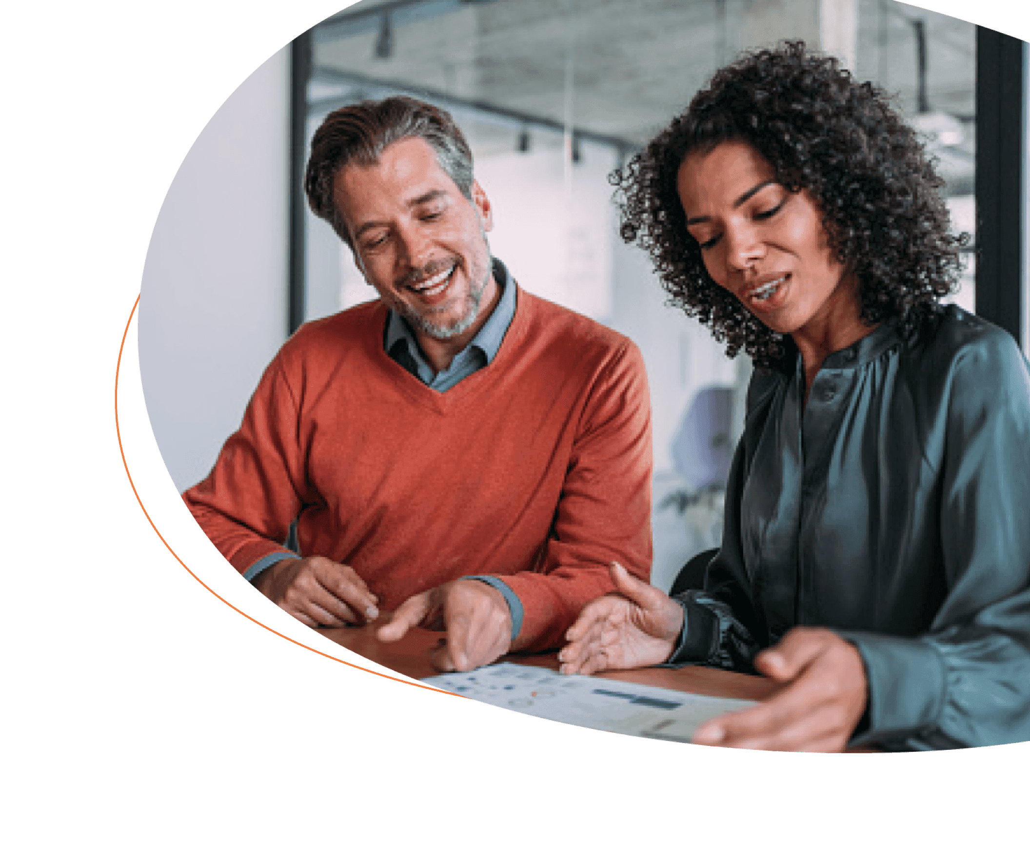 Man and woman looking at tablet