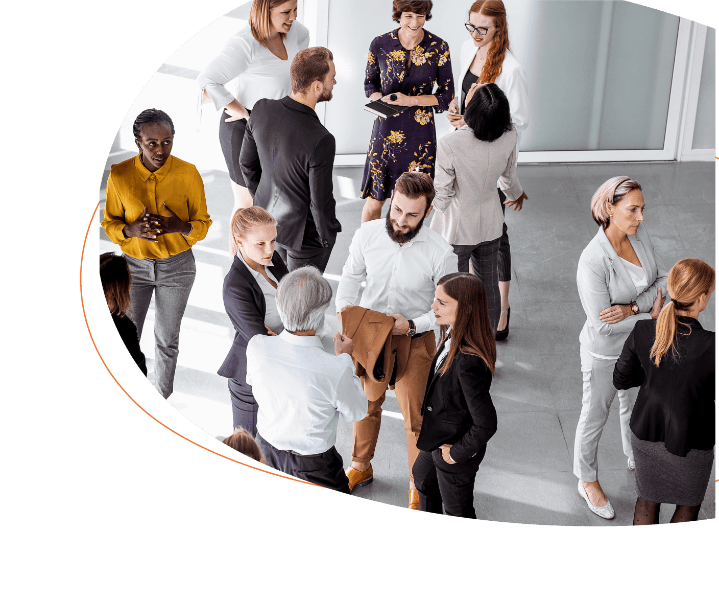 Many employees in a room